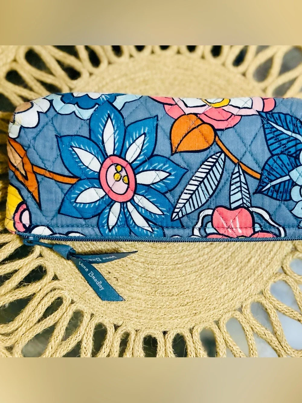 Vera Bradley quilted  cotton  accessory pouch -“Tropical Evening
